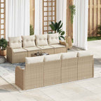 Conjunto de sofá de jardín con cojín 9 pcs Beige y Crema