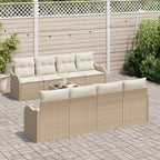 Conjunto de sofá de jardín con cojín 9 pcs Beige y Crema