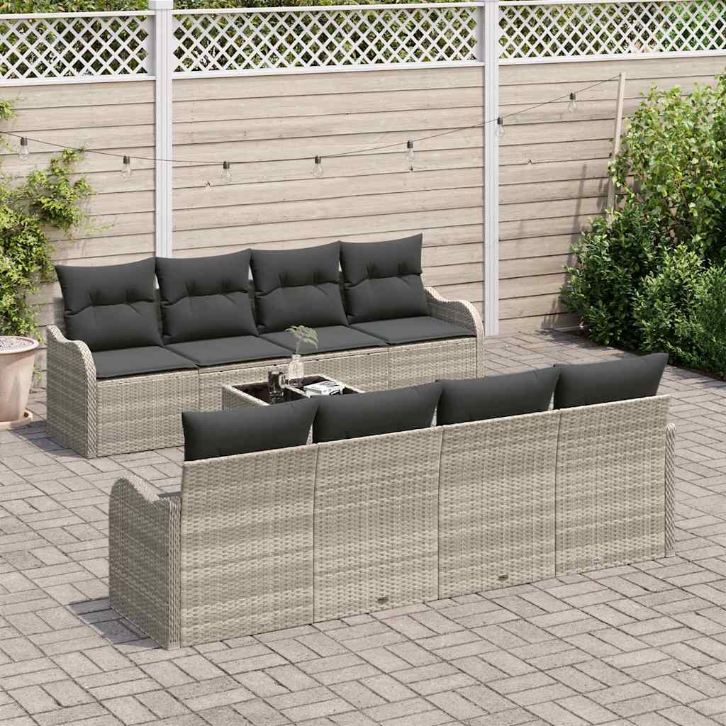 Conjunto de sofá de jardín 9 pcs Gris Claro y Gris Oscuro