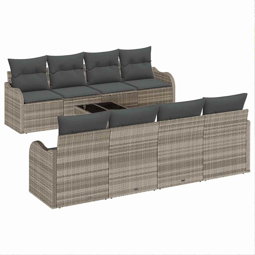 Conjunto de sofá de jardín 9 pcs Gris Claro y Gris Oscuro
