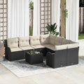 Conjunto de sofá de jardín con cojín 9 pcs Negro y crema