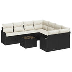 Conjunto de sofá de jardín con cojín 9 pcs Negro y crema