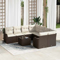 Conjunto de sofá de jardín con cojín 9 pcs Marrón y crema