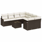 Conjunto de sofá de jardín con cojín 9 pcs Marrón y crema