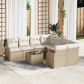 Conjunto de sofá de jardín con cojín 9 pcs Beige y Crema