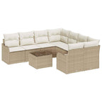 Conjunto de sofá de jardín con cojín 9 pcs Beige y Crema