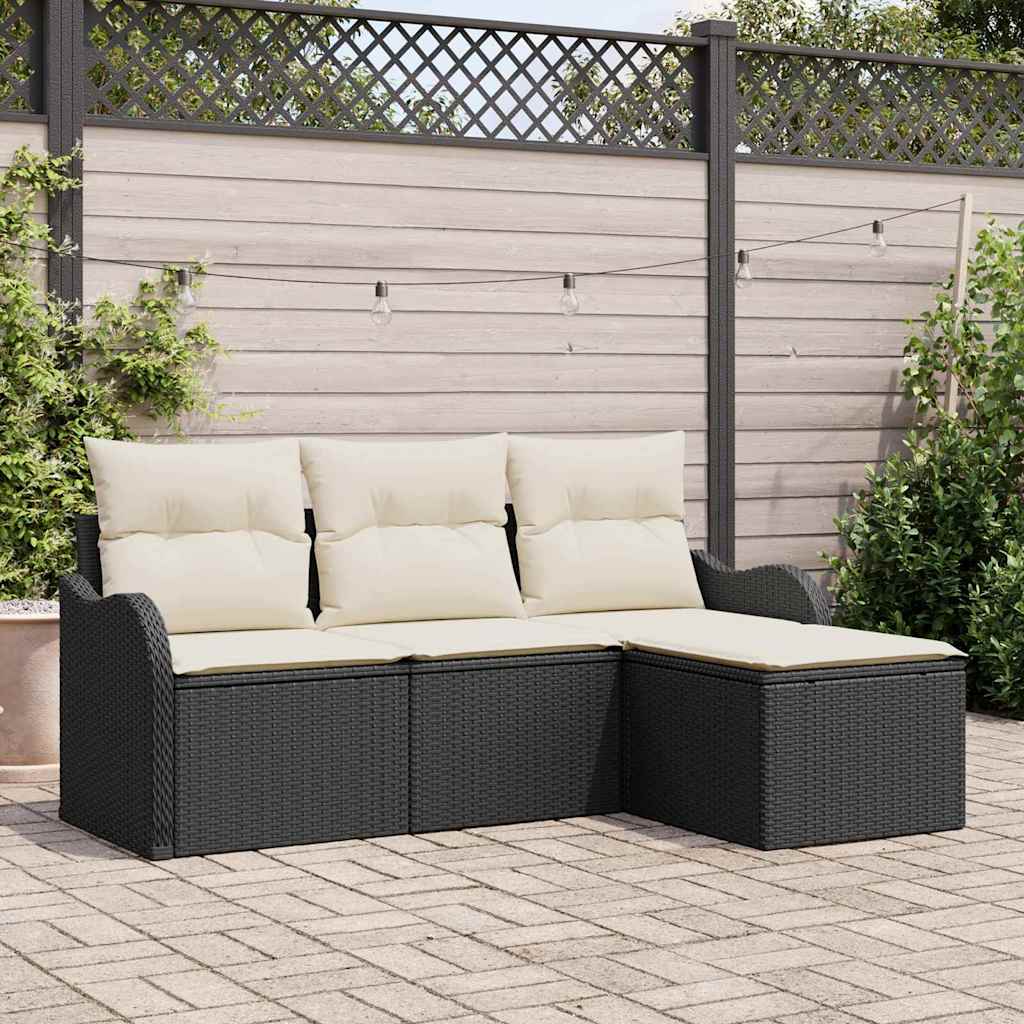 Conjunto de sofá de jardín 4 pcs Beige ratán sintético