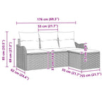 Conjunto de sofá de jardín 4 pcs Beige ratán sintético
