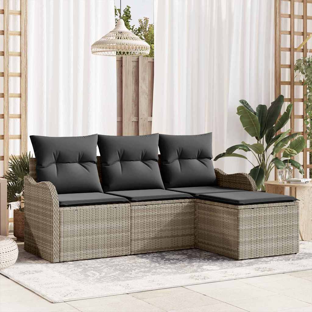 Conjunto de sofá de jardín 4 pcs Beige ratán sintético
