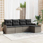 Conjunto de sofá de jardim 5 peças vime sintético preto