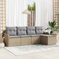 Conjunto de sofá de jardim 5 peças vime sintético preto