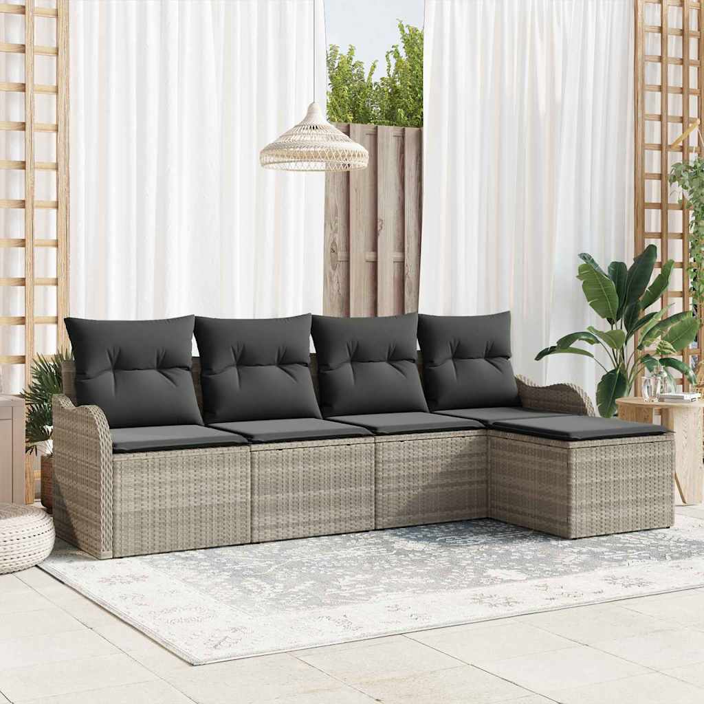 5-piece garden sofa set Black poly rattan