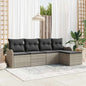 Conjunto de sofá de jardim 5 peças vime sintético preto