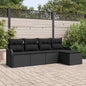 Conjunto de sofá de jardim 5 peças vime sintético preto