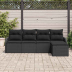 Conjunto de sofá de jardín 5 pcs Negro ratán sintético