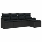 Conjunto de sofá de jardín 5 pcs Negro ratán sintético