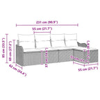 Conjunto de sofá de jardín 5 pcs Negro ratán sintético