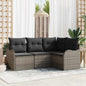 Conjunto de sofá de jardim 4 peças Bege vime sintético