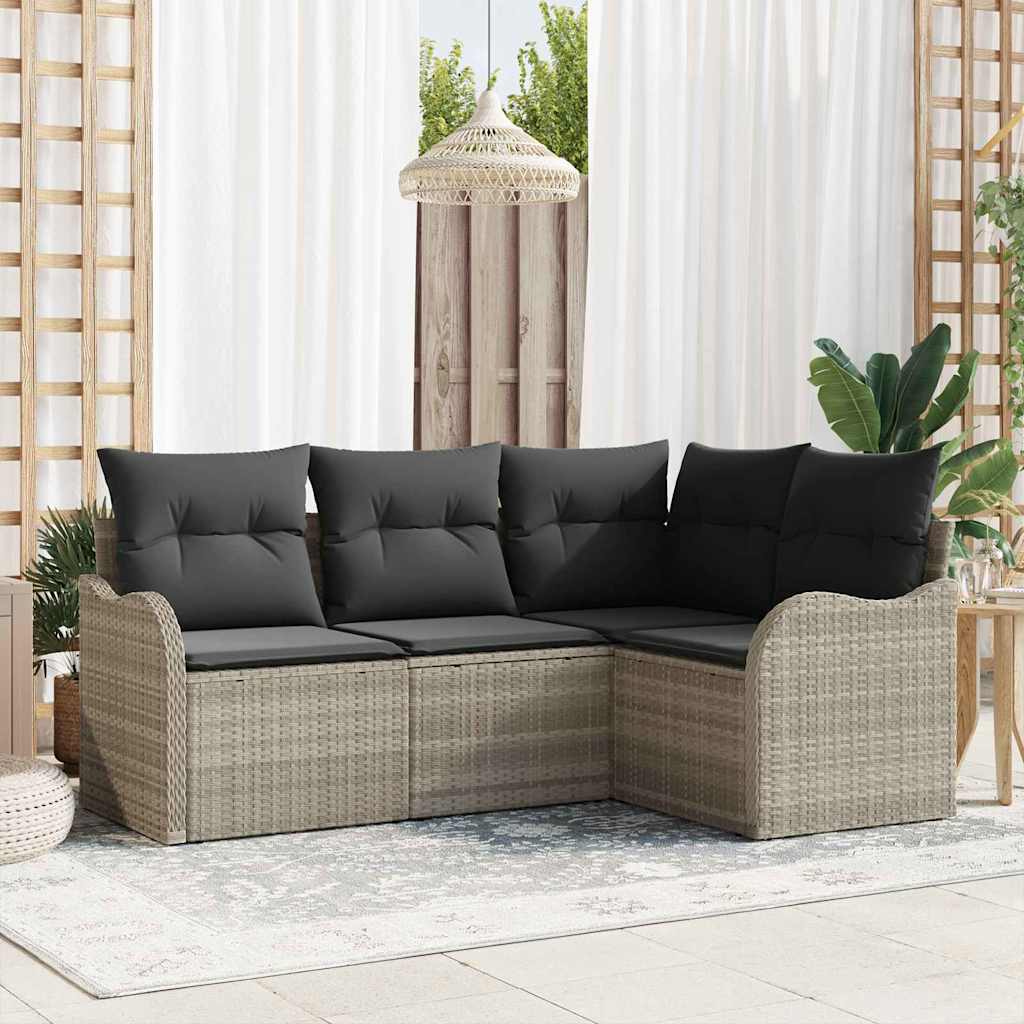 Conjunto de sofá de jardín 4 pcs Beige ratán sintético