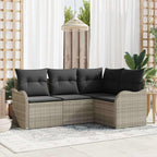 Conjunto de sofá de jardín 4 pcs Beige ratán sintético