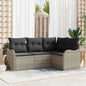 Conjunto de sofá de jardim 4 peças Bege vime sintético