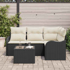 Conjunto de sofá de jardín 5 pcs Marrón ratán sintético