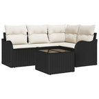 Conjunto de sofá de jardín 5 pcs Marrón ratán sintético