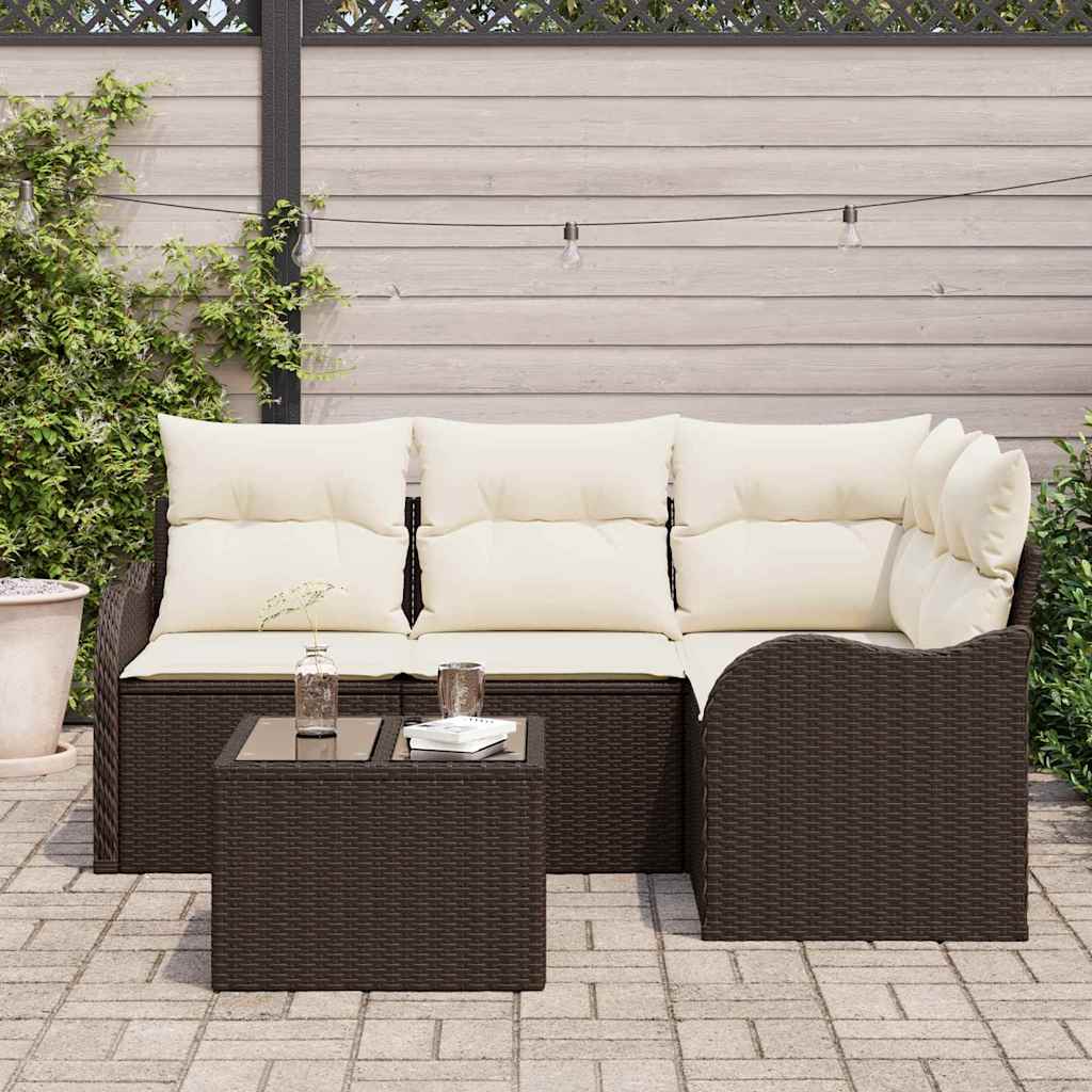Conjunto de sofá de jardín 5 pcs Gris ratán sintético