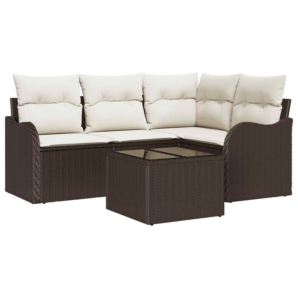 Conjunto de sofá de jardín 5 pcs Gris ratán sintético