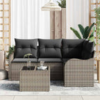 Conjunto de sofá de jardín 5 pcs Negro ratán sintético