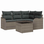 Conjunto de sofá de jardín 5 pcs Negro ratán sintético