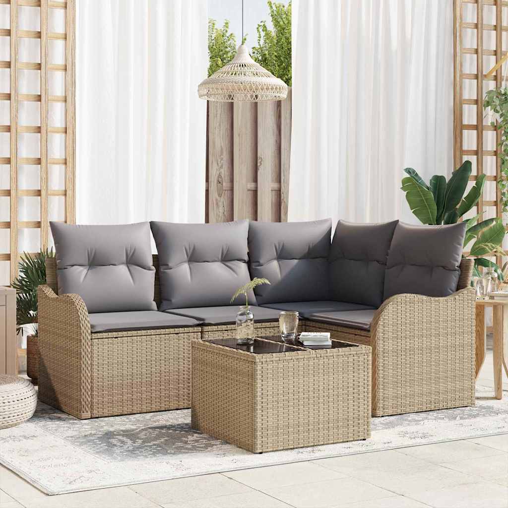 Conjunto de Sofás de Jardim 5 Peças Preto Vime PE