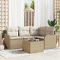 Conjunto de sofá de jardim 5 peças Castanho rotim sintético