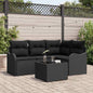 Conjunto de sofá de jardim 5 pcs Bege vime sintético