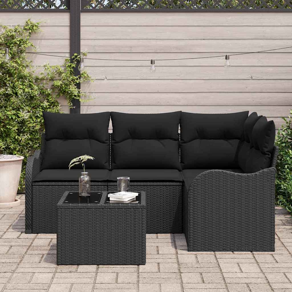 Conjunto de sofá de jardín 5 pcs Beige ratán sintético