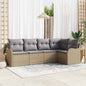 Conjunto de sofá de jardim 5 peças Bege vime sintético