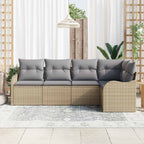 Conjunto de sofá de jardín 5 pcs Beige ratán sintético