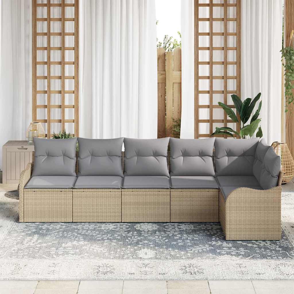 Conjunto de sofá de jardín 6 pcs Beige ratán sintético