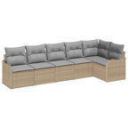 Conjunto de sofá de jardín 6 pcs Beige ratán sintético