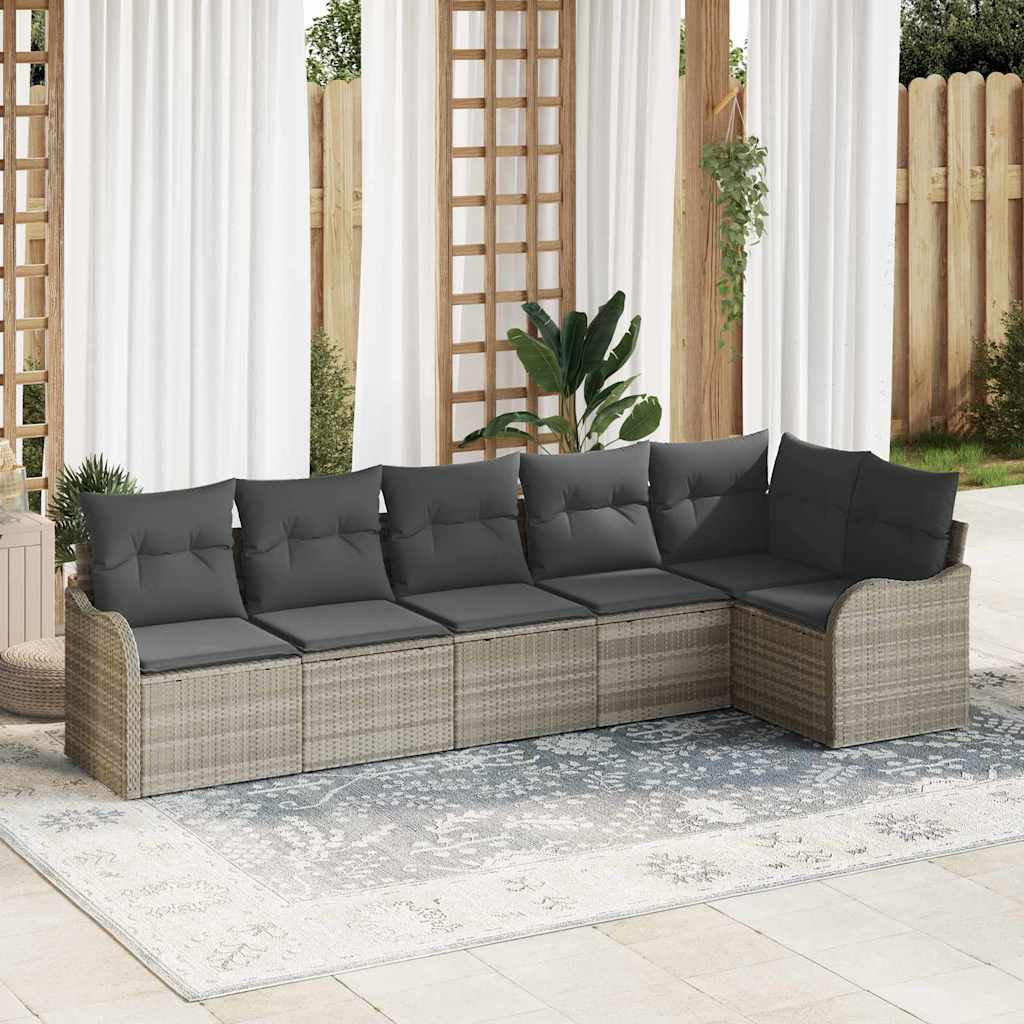 Conjunto de sofá de jardín 6 pcs Beige ratán sintético