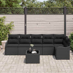 Conjunto de sofá de jardín con cojín 7 pcs Beige Poliratán