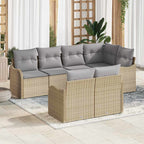 Conjunto de sofá de jardín 7 pcs Beige Poliratán