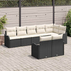 Conjunto de sofá de jardín 8 pcs Negro y ratán sintético
