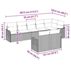 Conjunto de sofá de jardín 8 pcs Marrón y blanco Poliratán