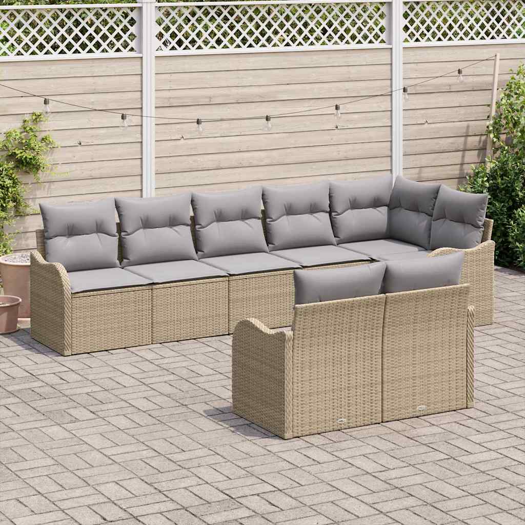 Conjunto de sofá de jardín 8 pcs Beige y Gris Claro