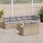 Conjunto de sofá de jardín 9 pcs beige y gris claro Poliratán