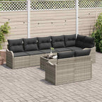 Conjunto de sofá de jardín con cojín 9 pcs Gris claro Poliratán
