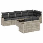 Conjunto de sofá de jardín con cojín 9 pcs Gris claro Poliratán