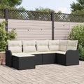 Conjunto de sofá de jardín 6 pcs Negro y blanco Poliratán