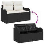 Conjunto de sofá de jardín 6 pcs Negro y blanco Poliratán